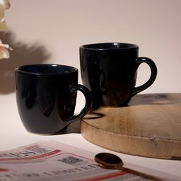Storepedia Black 2 Pieces Solid Ceramic Glossy Cups And Mugs 200 ML-26