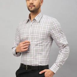 Louis Stitch Grey Cotton Regular Fit Checks Shirt-image-13