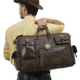 Hidesign WILD WEST  Brown Large Duffle Bag-picture-12