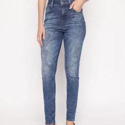Guess Blue Printed Skinny Fit Super High Jeans-image-85