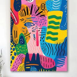 Art Street Multicolor Characterization Painting In Abstract Pattern-31