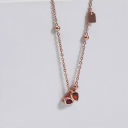 GIVA 92.5 Sterling Silver Rose Gold-Plated Heart Necklace for Women-image-97