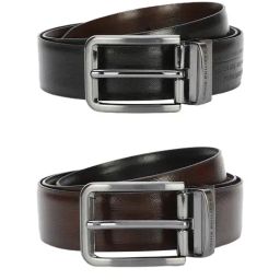 Louis Philippe Brown Solid Reversible Belt for Men-image-53