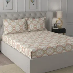 In-House by Maspar Red 200 TC Cotton Printed Bed Sheet with 2 Pillow Cover-17
