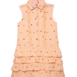 Under Fourteen Only Kids Peach Printed Dress-image-28