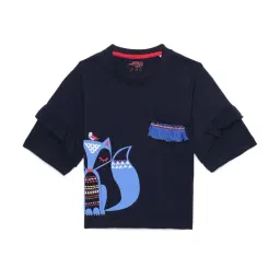 Under Fourteen Only Kids Navy Printed Top-image-92
