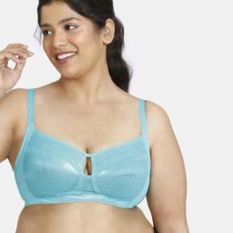 Rosaline by Zivame Blue Self Print Non-padded Bra-image-18