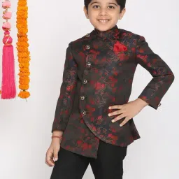 VASTRAMAY Kids Blue & Red Floral Print Jacket-image-21