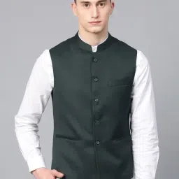ManQ Green Sleeveless Waistcoat-image-4