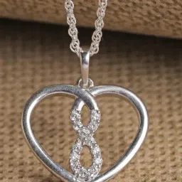 Clara 92.5 Sterling Silver Infinity Heart Pendant with Chain for Women-image-79
