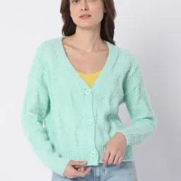 Vero Moda Green Self Design Sweater-image-93