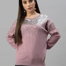 Mafadeny Purple Embellished Sweater-image-44
