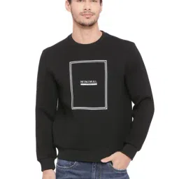 Basics Black Slim Fit Printed Sweatshirt-image-53