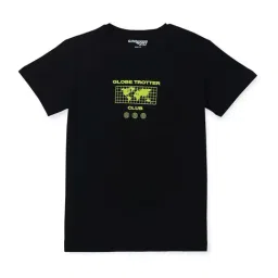 Gini & Jony Kids Black & Green Cotton Printed T-Shirt-image-44