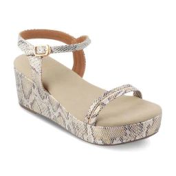 Tresmode Women's Golden Ankle Strap Wedges-image-1
