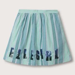 Elle Kids Green Linen Striped Skirt-image-34