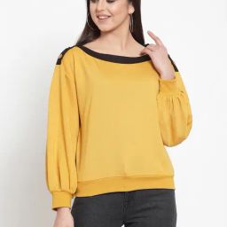 KASSUALLY Yellow Solid Sweatshirt-picture-25