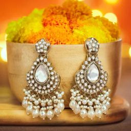 Zaveri Pearls White Alloy Earrings for Women-30