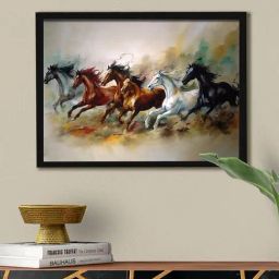 Art Street Multicolor Abstract Wall Art Six Running Horses Vastu Feng Shui-8
