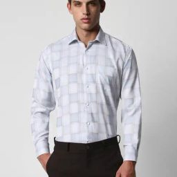 Van Heusen Grey Cotton Regular Fit Checks Shirts-image-53