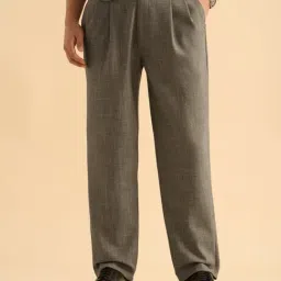 The Souled Store Tan Straight Fit Checks Trousers-picture-38