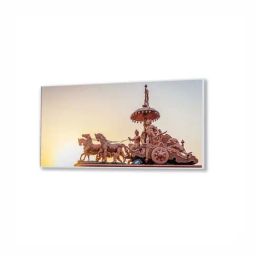 Nestroots Brown Canvas Krishna And Arjuna's Divine Journey Wall Painting - Black Floating Frame image 2