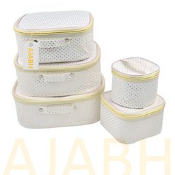 Ajabh White Set of 5 Regular Makeup Organiser Organisers-11