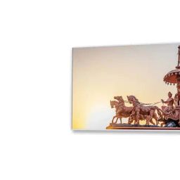 Nestroots Brown Canvas Krishna And Arjuna's Divine Journey Wall Painting - Black Floating Frame image 4