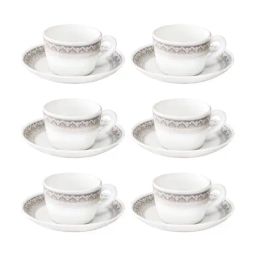 Borosil Classic Transparent Glass Cup and Saucer Set 145ml - Set of 12-13