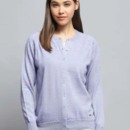 Monte Carlo Women's Lavender Solid Round Neck Full Sleeve Cardigan-picture-23