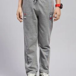 Monte Carlo Kids Grey Melange Printed Trousers-image-66
