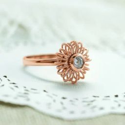 Silberry 92.5 Sterling Silver Rose Gold Colour Bloom Ring-image-87
