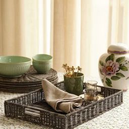 Pure Home and Living Grey Plastic Wicker Wicker Tray-25