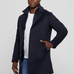 Guess Blue Regular Fit Solid Coat-image-16