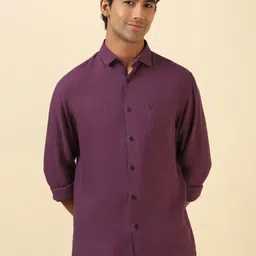 Allen Solly Men Solid Spread Collar Linen Casual Shirt-picture-31