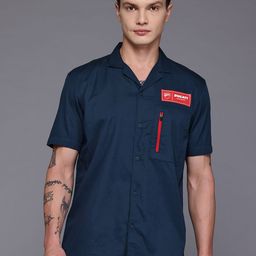 Ducati Brand Logo Print Zip Detail Pure Cotton Casual Shirt-image-23
