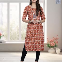 HERE&NOW Selection Of 3 Ethnic Motifs Printed Round Neck Straight Kurta-image-53