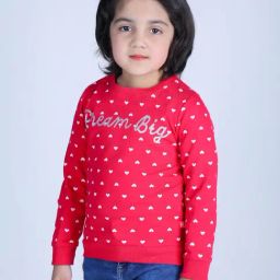 3PIN Girls Red Cotton Regular Fit Printed Sweatshirt-picture-49