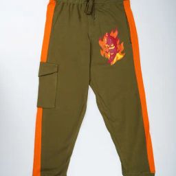 Kiddopanti Boys Dark Green Printed Trackpants-image-80