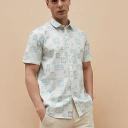 Code By Lifestyle Green Regular Fit Printed Shirt-image-92
