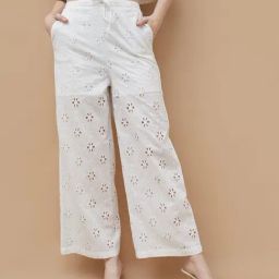 Ginger By Lifestyle White Cotton Regular Fit Trousers-picture-36
