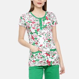zebu Women White & Green Printed Night Suit-image-81