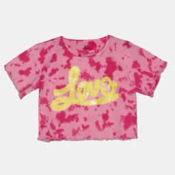 Kiddopanti Kids Baby Pink & Yellow Cotton Embellished Tee-image-21