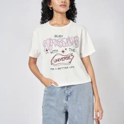 People by Pantaloons White Print T-Shirt-image-85