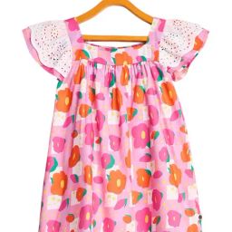 StyloBug Girls Multicolor Cotton Floral Print Regular Fit Dress-image-97