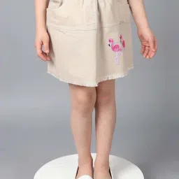 One Friday Kids Beige Embroidery Regular Fit Skirt-picture-37