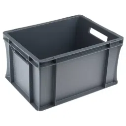 RS PRO 20L Grey Plastic Medium Euro Containers, 400mm x 300mm x 220mm Model No 7259151-91