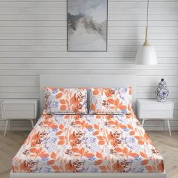 Layers Milano Floral Multicolor 146 TC Cotton Double Bed Sheet with 2 Pillow Covers-image-61