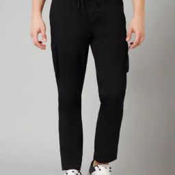 Cantabil Black Regular Fit Cargo Trackpants-image-74