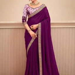Saree Mall Purple Silk Embroidered Saree With Unstitched Blouse-image-26